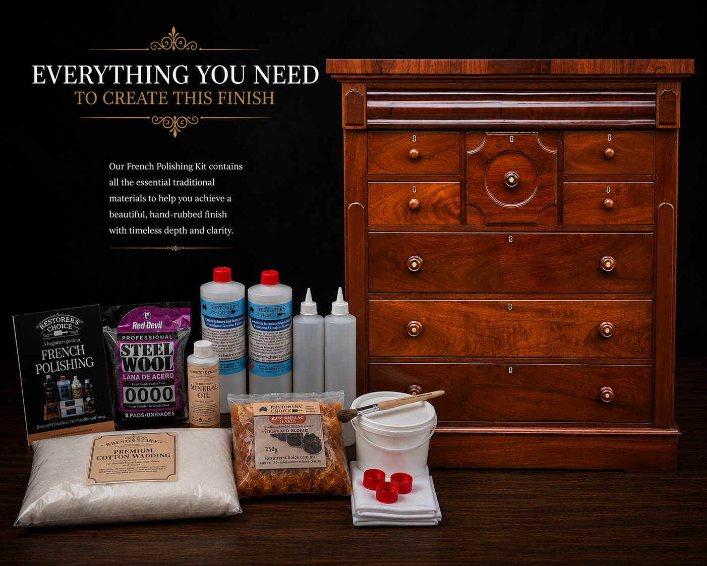 French Polishing Kit Complete Shellac Finishing Kit for Furniture Restoration
